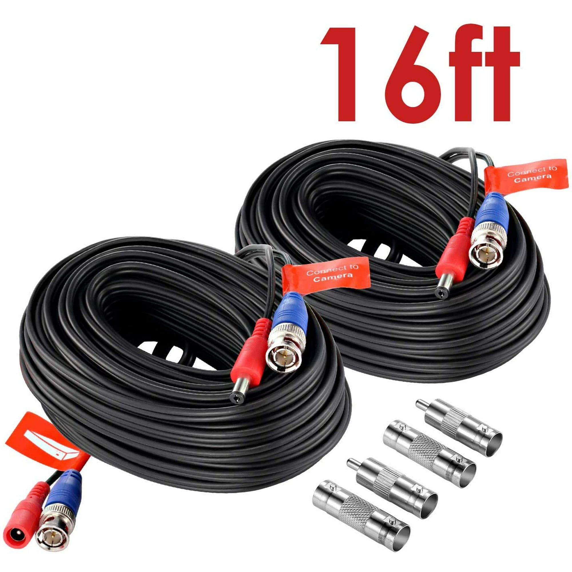 16FT 5M 2-in-1 BNC Video Power DC Extension Cable for CCTV Security Camera